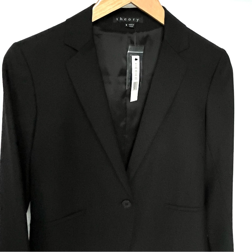NWT | Theory | Black Wool Blend | Contemporary Women Blazer | Sz Medium - Picture 3 of 16